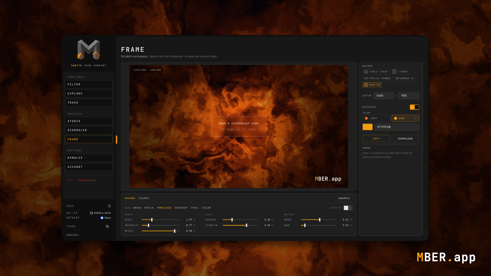 The full Frame editor ready to drop a screenshot onto the canvas